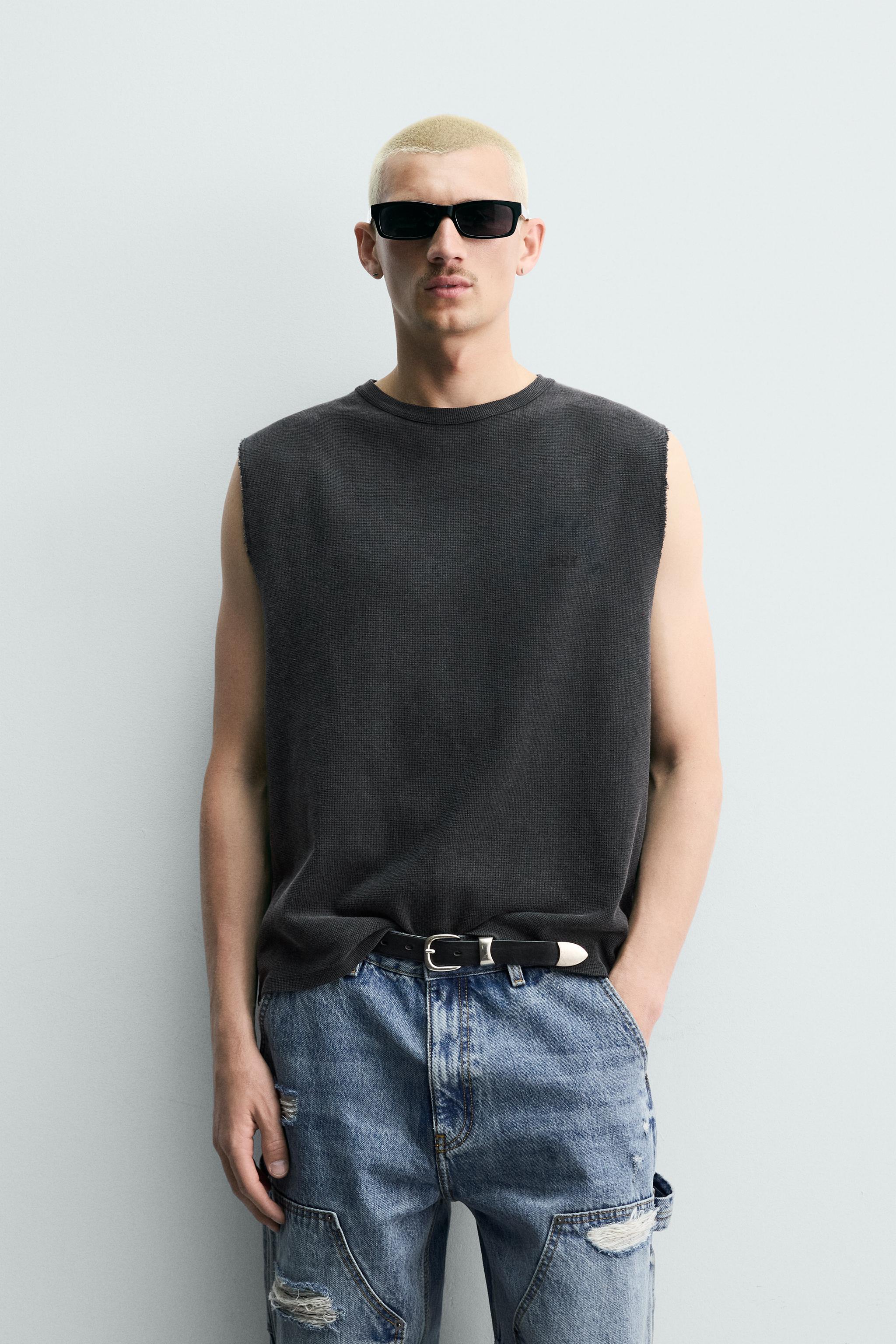 WASHED PRINT KNIT TANK TOP